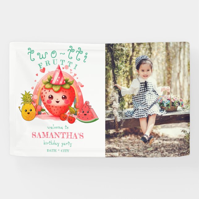 TWOTTI Tutti Frutti Summer Fruit Kids 2nd Birthday Banner (Horizontal)