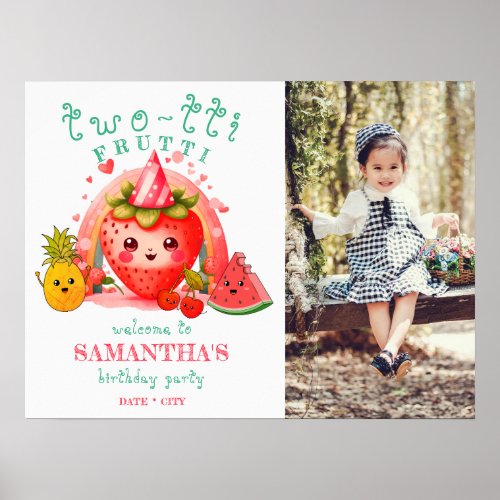 TWOTTI Tutti Frutti Summer Fruit Kids 2nd Birthday Poster