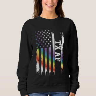 Tx Af United States Distressed Rainbow w US Flag Sweatshirt