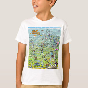 TX Hill Country Cartoon Map T-Shirt