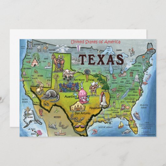 TX USA Map Card (Front/Back)