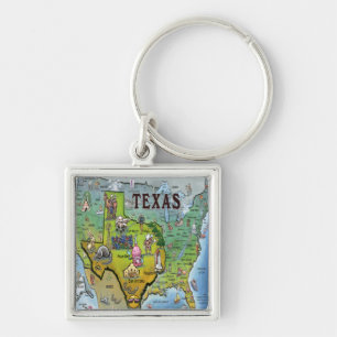 TX USA Map Keychain