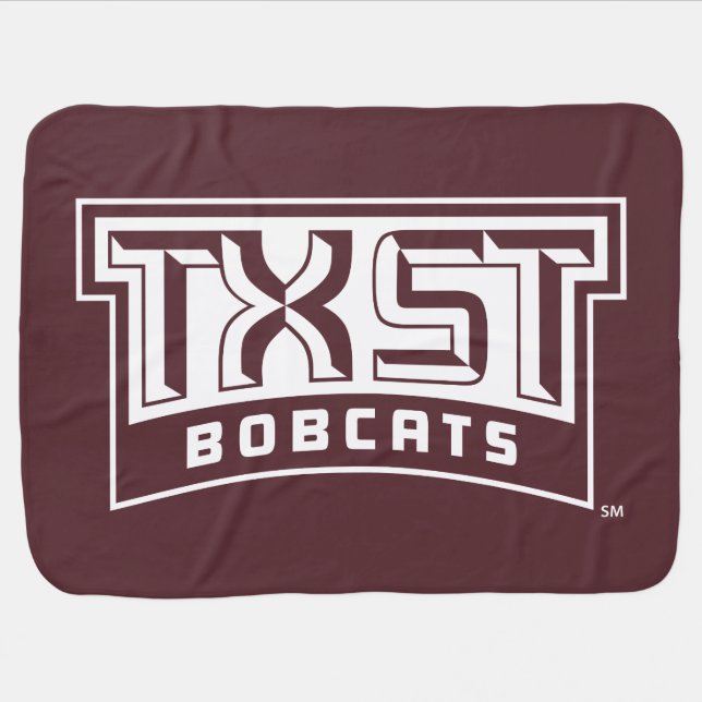 TXST Logo Bobcats Baby Blanket (Horizontal)