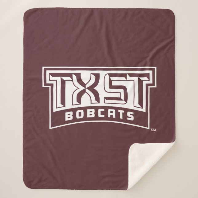 TXST Logo Bobcats Sherpa Blanket (Front)