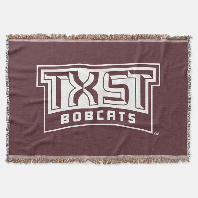 TXST Logo Bobcats Throw Blanket (Front)