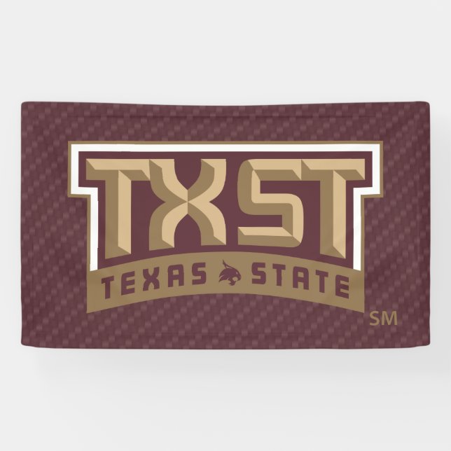 TXST Wordmark Carbon Fiber Pattern Banner (Horizontal)
