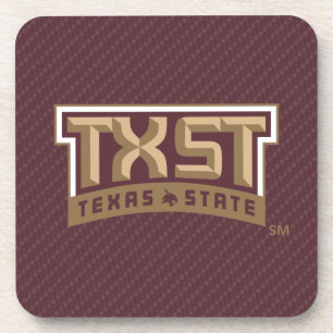 TXST Wordmark Carbon Fiber Pattern Beverage Coaster