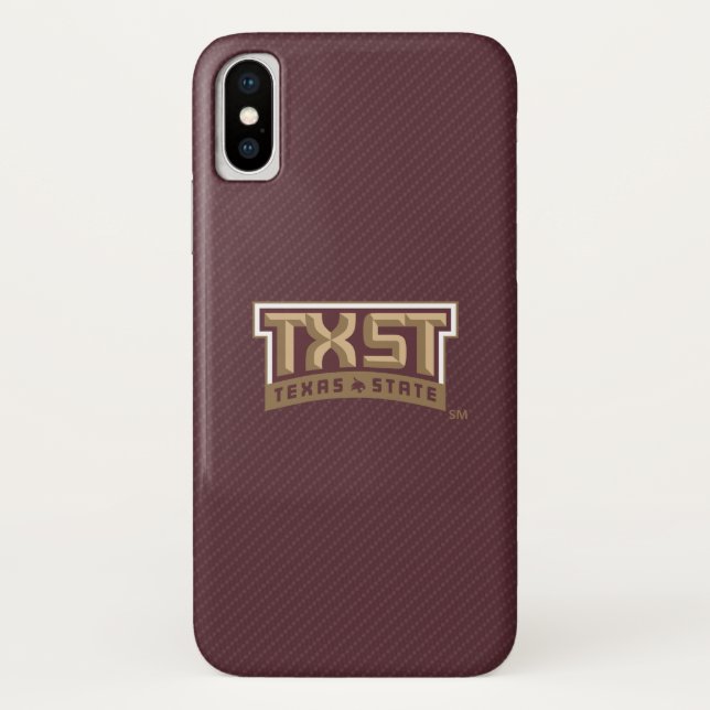 TXST Wordmark Carbon Fiber Pattern Case-Mate iPhone Case (Back)