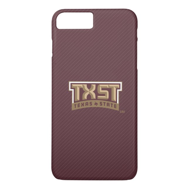 TXST Wordmark Carbon Fiber Pattern Case-Mate iPhone Case (Back)