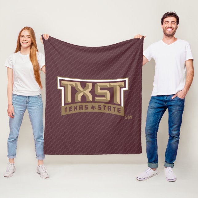 TXST Wordmark Carbon Fiber Pattern Fleece Blanket (In Situ)