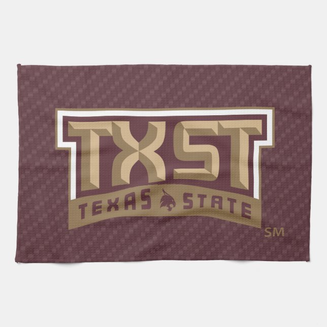 TXST Wordmark Carbon Fiber Pattern Kitchen Towel (Horizontal)