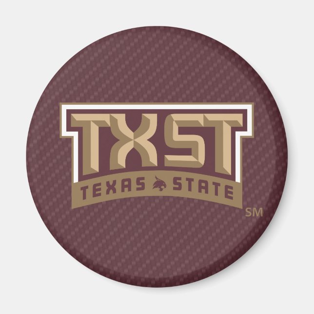 TXST Wordmark Carbon Fiber Pattern Magnet (Front)