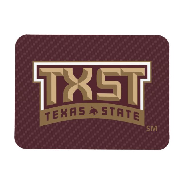 TXST Wordmark Carbon Fiber Pattern Magnet (Horizontal)