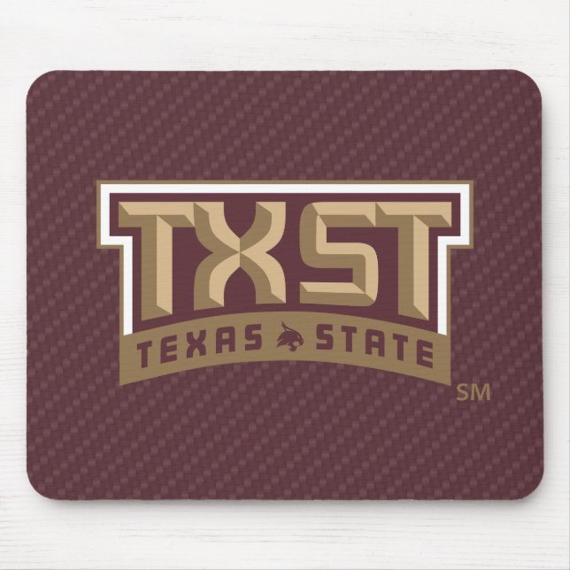 TXST Wordmark Carbon Fiber Pattern Mouse Pad (Front)