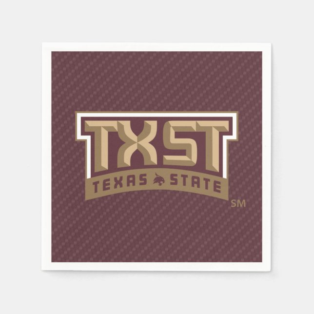 TXST Wordmark Carbon Fiber Pattern Napkins (Front)