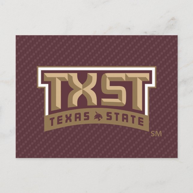 TXST Wordmark Carbon Fiber Pattern Postcard (Front)