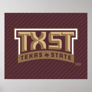 TXST Wordmark Carbon Fiber Pattern Poster