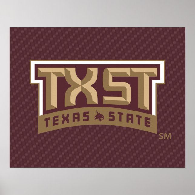 TXST Wordmark Carbon Fiber Pattern Poster (Front)