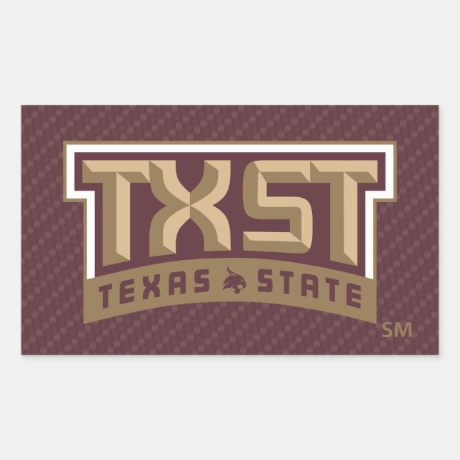 TXST Wordmark Carbon Fiber Pattern Rectangular Sticker (Front)