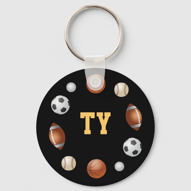 Ty World of Sports Keychain - Black (Front)