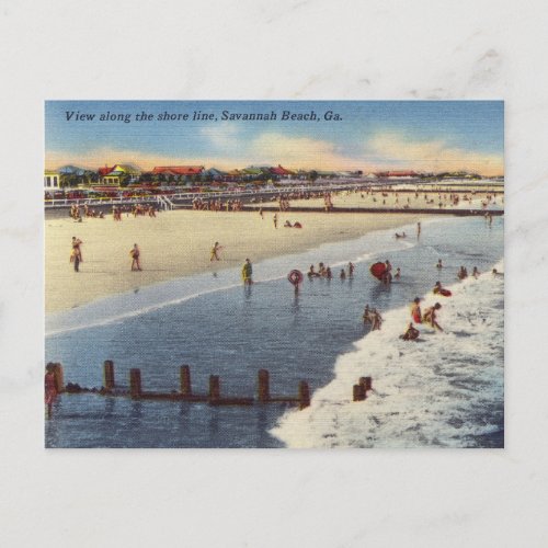 Tybee Island Beach Savannah GA Historic Postcard