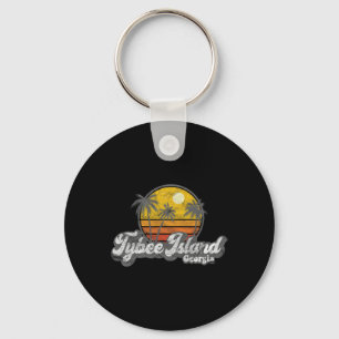 Tybee Island Ga Retro 70's Vintage Surfer Gift Keychain