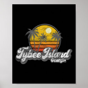 Tybee Island Ga Retro 70's Vintage Surfer Gift Poster