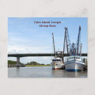 Tybee Island Georgia fishing boats Postcard