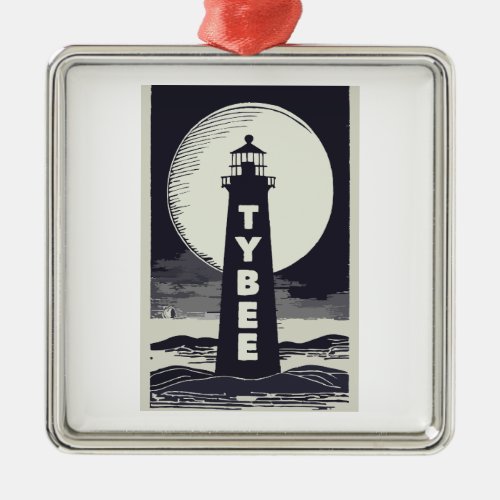 Tybee Island Georgia Lighthouse Moon Metal Ornament