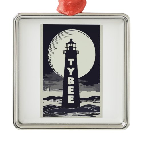 Tybee Island Georgia Lighthouse Moon Metal Ornament
