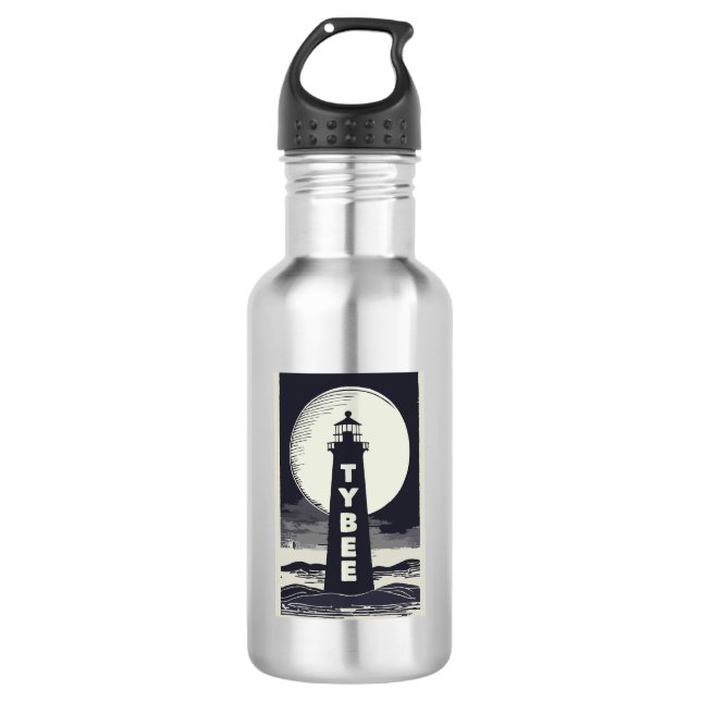 Tybee Island Georgia Lighthouse Moon Stainless Steel Water Bottle (Front)