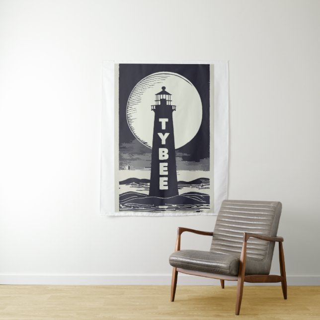 Tybee Island Georgia Lighthouse Moon Tapestry (In Situ)