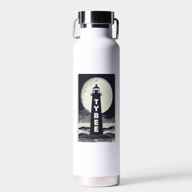 Tybee Island Georgia Lighthouse Moon Water Bottle (Front)