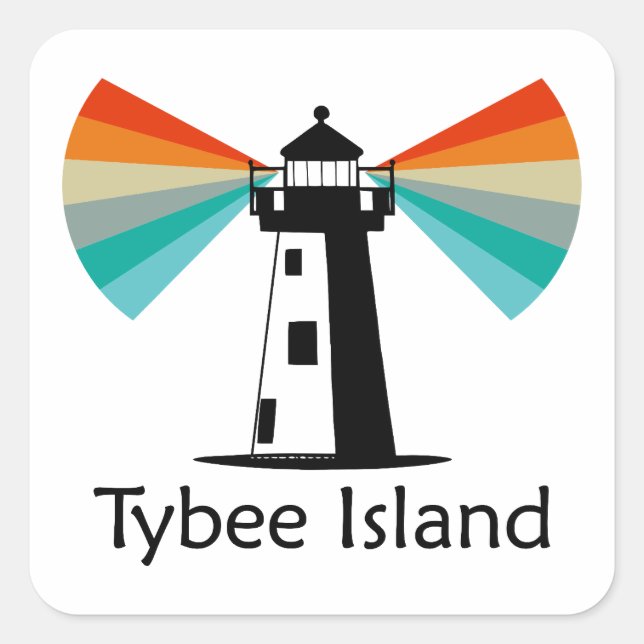 Tybee Island Georgia Lighthouse Rainbow Square Sticker (Front)