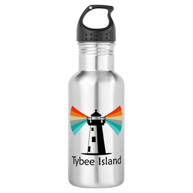 Tybee Island Georgia Lighthouse Rainbow Stainless Steel Water Bottle (Front)