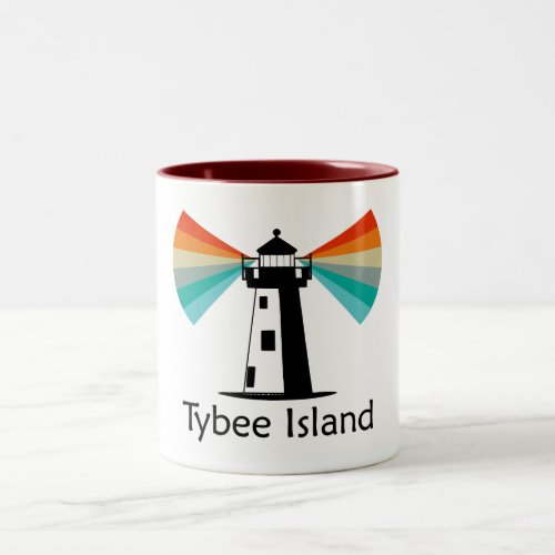 Tybee Island Georgia Lighthouse Rainbow Two_Tone Coffee Mug