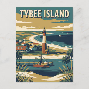 Tybee Island Georgia Lighthouse Vintage Poster Postcard