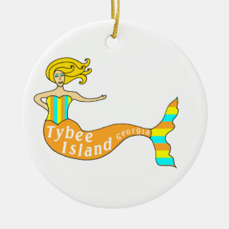 Tybee Island, Georgia Mermaid Ceramic Ornament