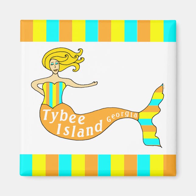 Tybee Island, Georgia Mermaid Square Magnet (Front)