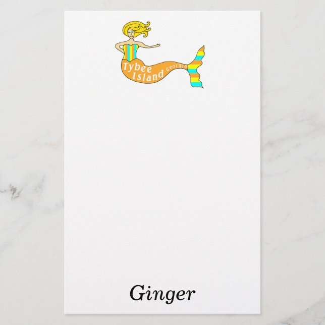 Tybee Island, Georgia Mermaid Stationery (Front)