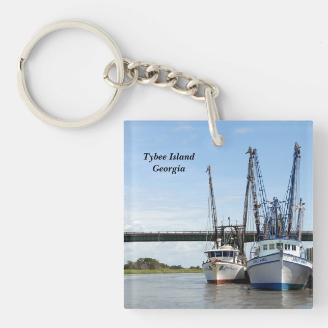 Tybee Island, Georgia Shrimp Boats Keychain (Front)