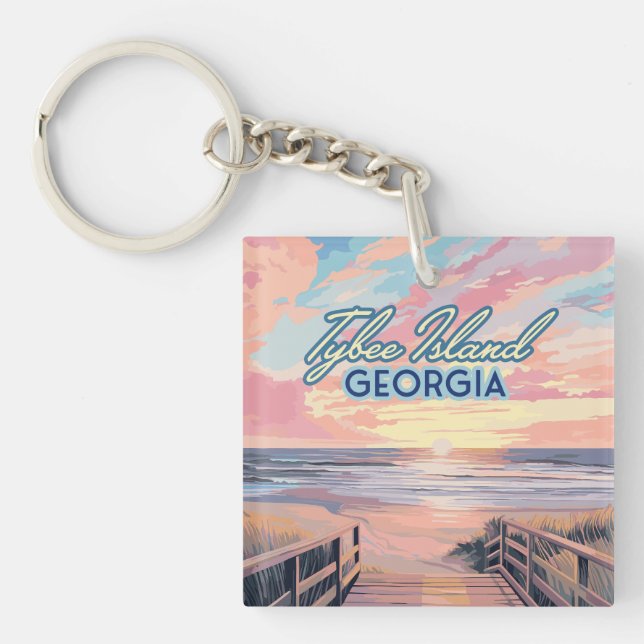 Tybee Island Georgia Sunrise Beach Savannah Keychain (Front)