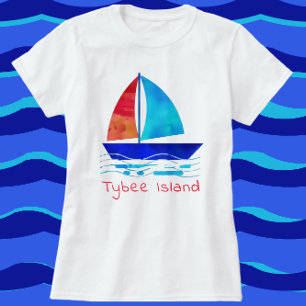 Tybee Island Georgia Vacation Watercolor Sailboat T-Shirt