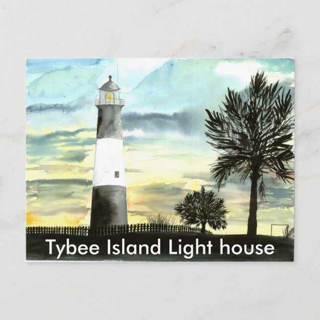 TYBEE Island Lighthouse art collectible gifts, ... Postcard (Front)
