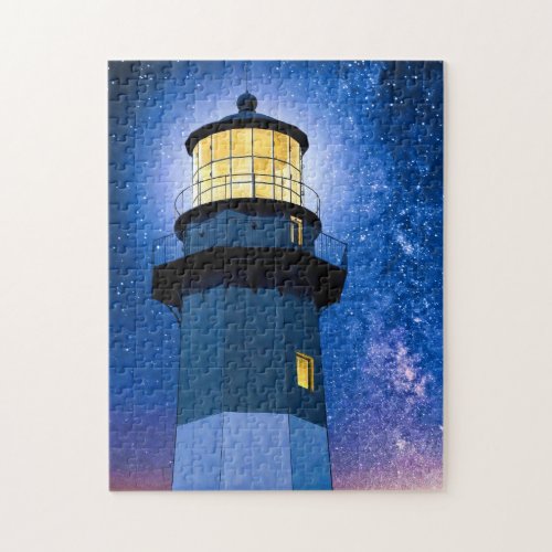 Tybee Island Lighthouse at night Art Puzzle