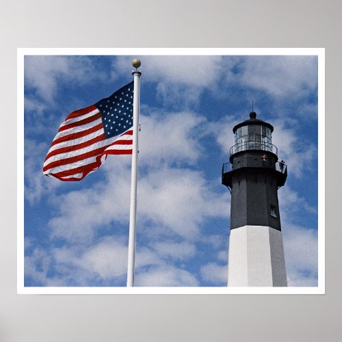 Tybee Island Lighthouse wOld Glory Poster