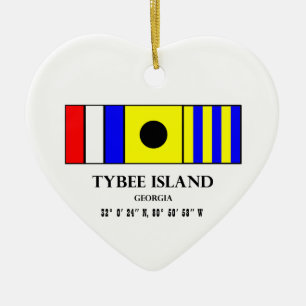 Tybee Island Nautical Flag Ceramic Ornament