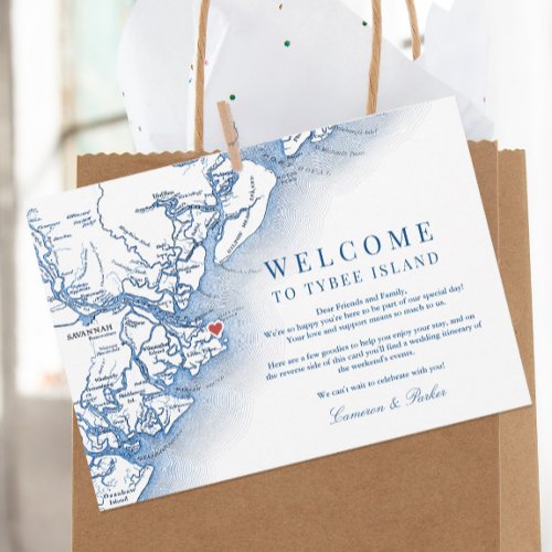 Tybee Island Navy Wedding Welcome Itinerary Thank You Card