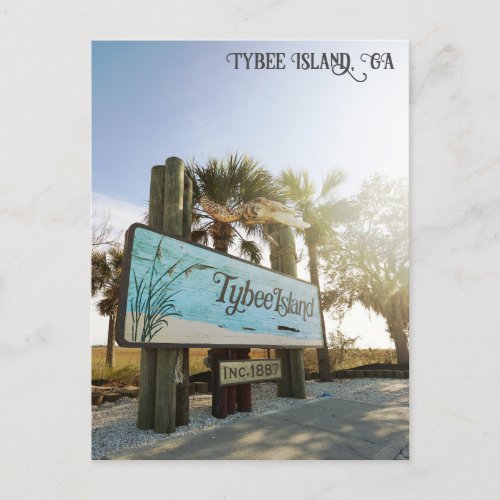 Tybee Island Sign Georgia Travel Postcard