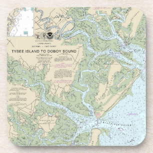 Tybee Island to Doboy Sound Nautical Chart 11509 Beverage Coaster